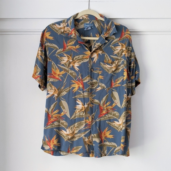 Vintage Retro Tropical Hawaiian Button Down Shirt - Picture 1 of 4